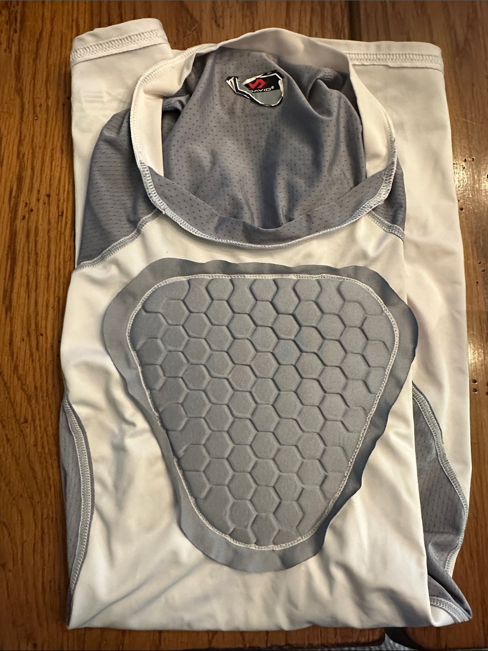 Men's Padded Compression Top - White and Gray heart  guard McDavid